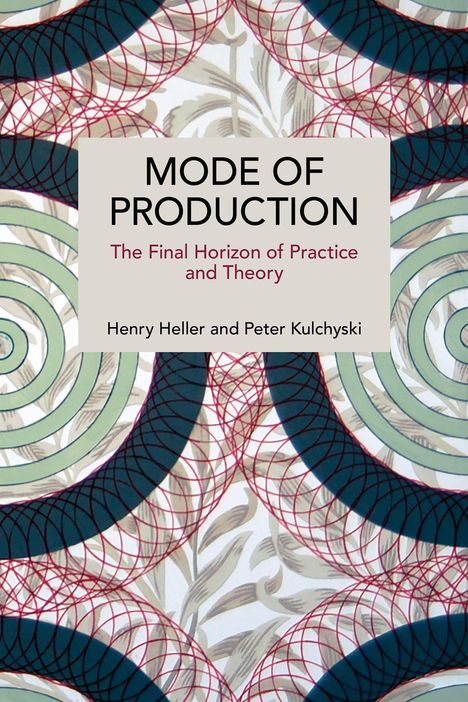 Text: "MODE OF PRODUCTION. The Final Horizon of Practice and Theory. Henry Heller and Peter Kulchyski."  
Hintergrund: Abstrakte Muster aus Kreisen und Linien.