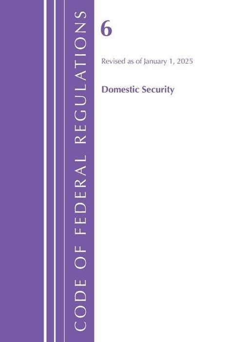 "Revised as of January 1, 2025 - Domestic Security" steht groß auf einem purpurnen Cover mit vertikalen Streifen links.