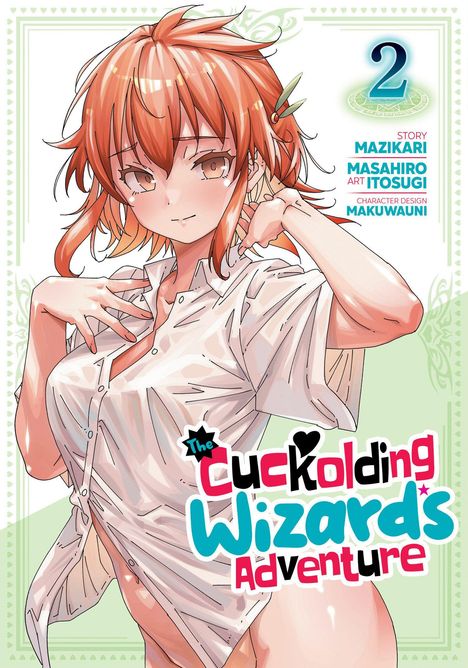 Der Text sagt „The Cuckolding Wizard’s Adventure“. Eine Manga-Illustration zeigt eine Person mit orangefarbenem Haar.