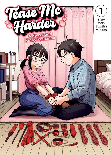 „Tease Me Harder: A Sweet and Kinky Romance“, Story & Art von Fumika Minami. Illustration: Zwei Personen mit roten Fesseln.