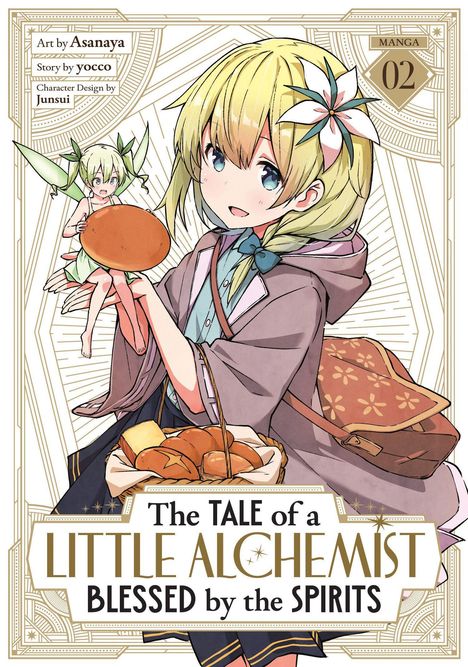 „The Tale of a Little Alchemist: Blessed by the Spirits“ zeigt ein blondes Mädchen mit einer Blume im Haar und eine Fee.