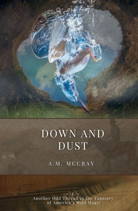 "DOWN AND DUST" von A. M. McCray. Ein Eisvogel taucht dynamisch ins Wasser ein.