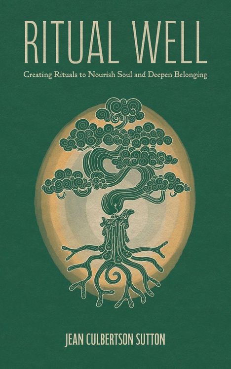 "RITUAL WELL" und "Creating Rituals to Nourish Soul and Deepen Belonging". Illustration eines stilisierten Baumes.
