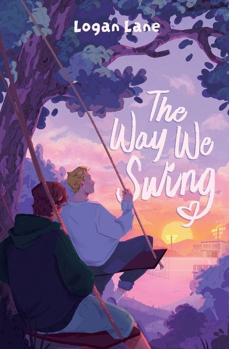 „The Way We Swing” steht in großen Buchstaben. Zwei Menschen sitzen auf einer Schaukel bei Sonnenuntergang.