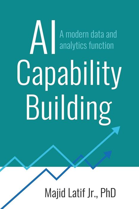 "AI Capability Building" in großer Schrift auf grünem Hintergrund, darunter "Majid Latif Jr., PhD". Zwei blaue Pfeile unten.