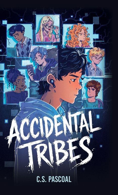 "Accidental Tribes" von C.S. Pascoal. Illustration mit sieben gezeichneten Figuren in digitalen Rahmen.
