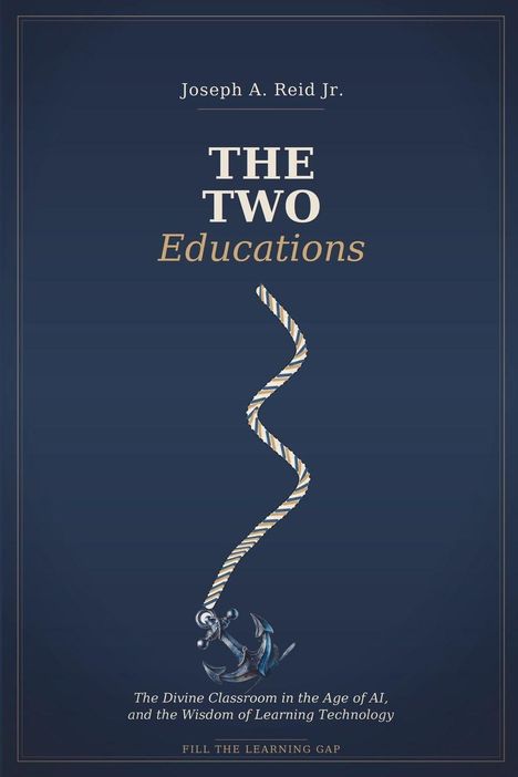 "THE TWO Educations" von Joseph A. Reid Jr. Seil mit Anker. Texte: "The Divine Classroom..." und "FILL THE LEARNING GAP".