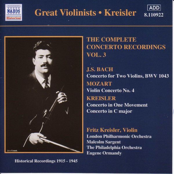 Fritz Kreisler - Complete Concerto Recordings Vol.3 (CD)