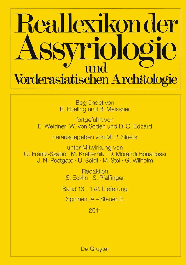 Reallexikon der Assyriologie und Vorderasiatischen Archäologie, Bd ...