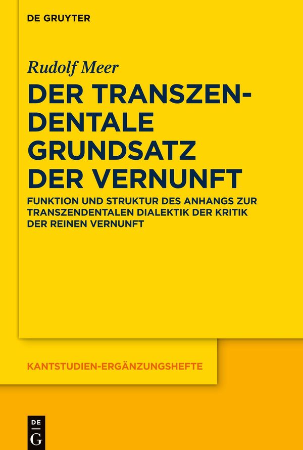 Der transzendentale Grundsatz der Vernunft - Rudolf Meer (Buch)