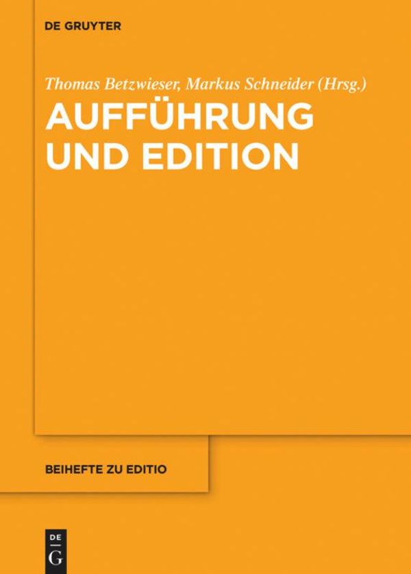 Aufführung und Edition (Buch)
