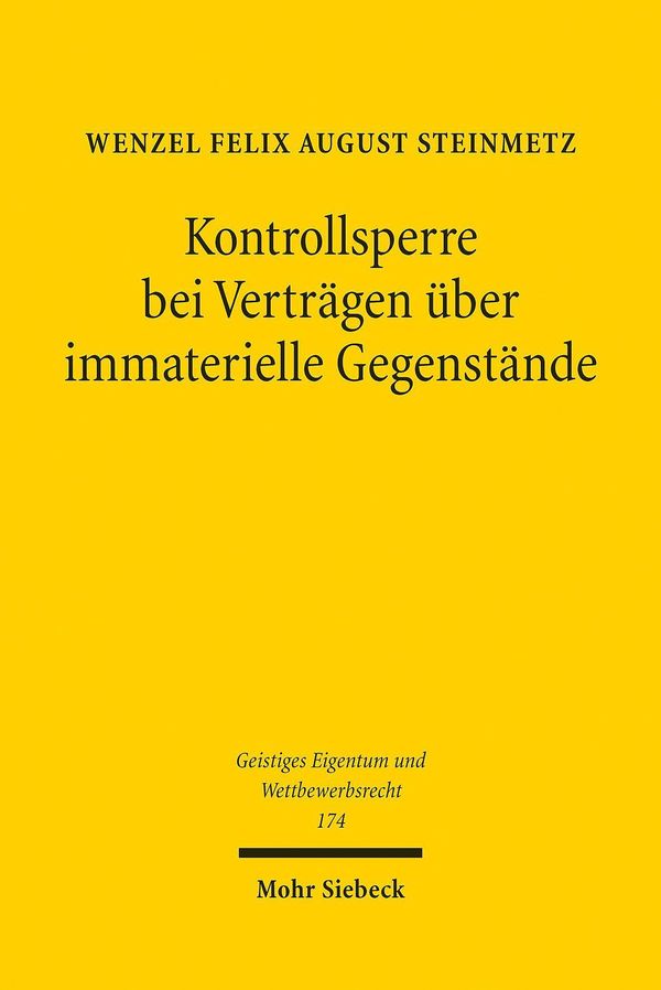 Kontrollsperre bei Verträgen über immaterielle Gegenstände (Buch)