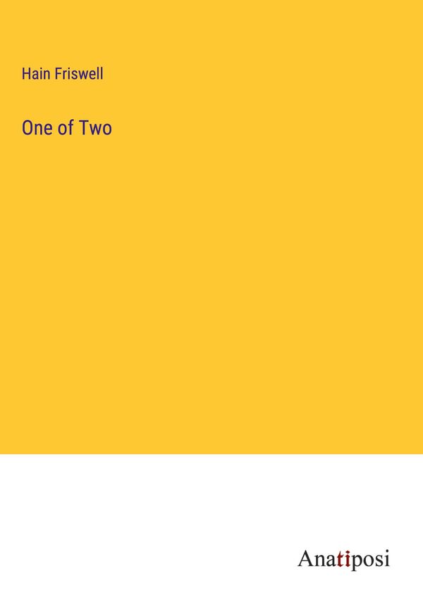 One of Two - Hain Friswell (Buch)