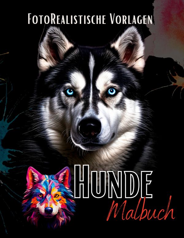Malbuch Hunde "Fotorealistisch". - Lucys Schwarze Malbücher (Buch)