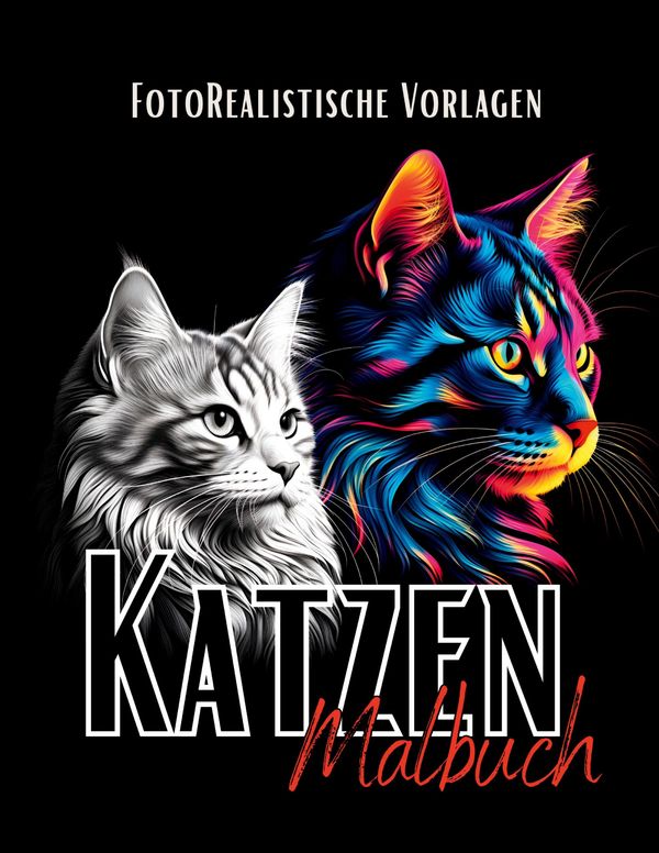 Katzen Malbuch "Fotorealistisch". - Lucys Schwarze Malbücher (Buch)