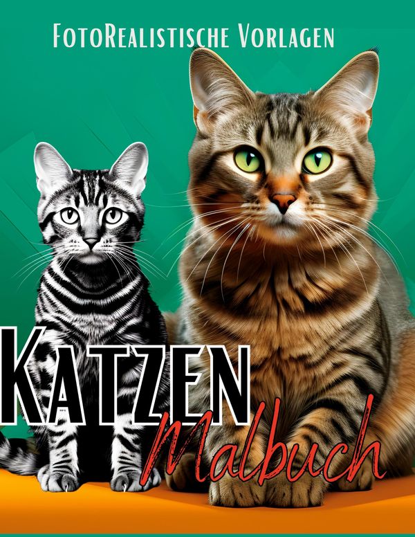 Malbuch Katze "Fotorealistisch". - Lucys Schwarze Malbücher (Buch)