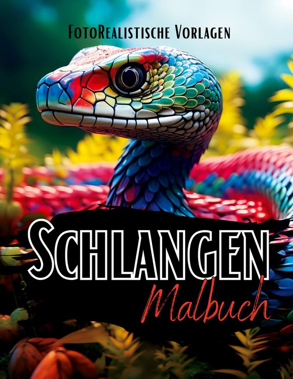 Schlangen Malbuch "Fotorealistisch". - Lucys Schwarze Malbücher