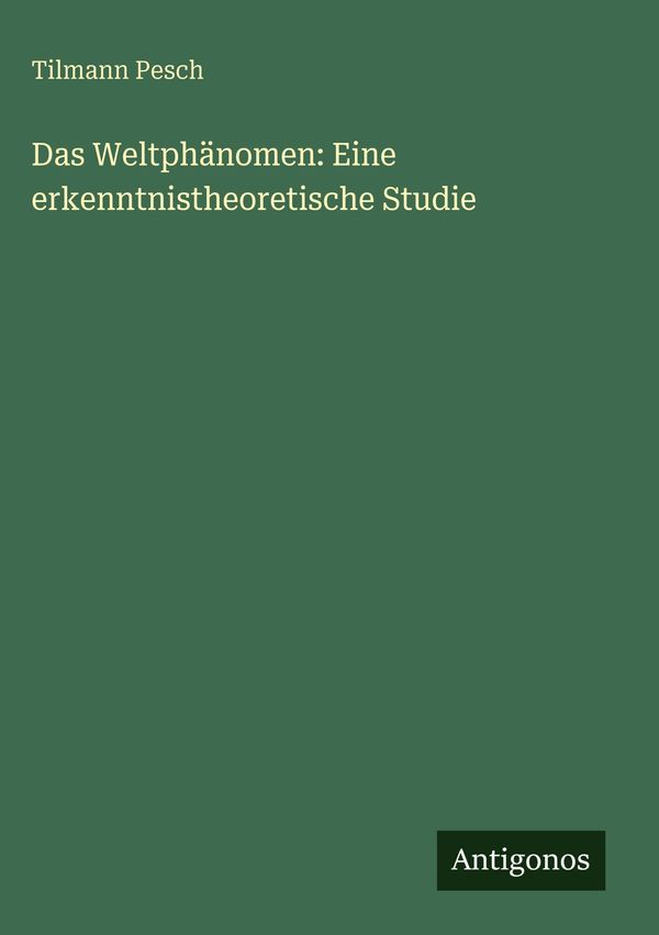 Das Weltphänomen: Eine erkenntnistheoretische Studie - Tilmann Pesch