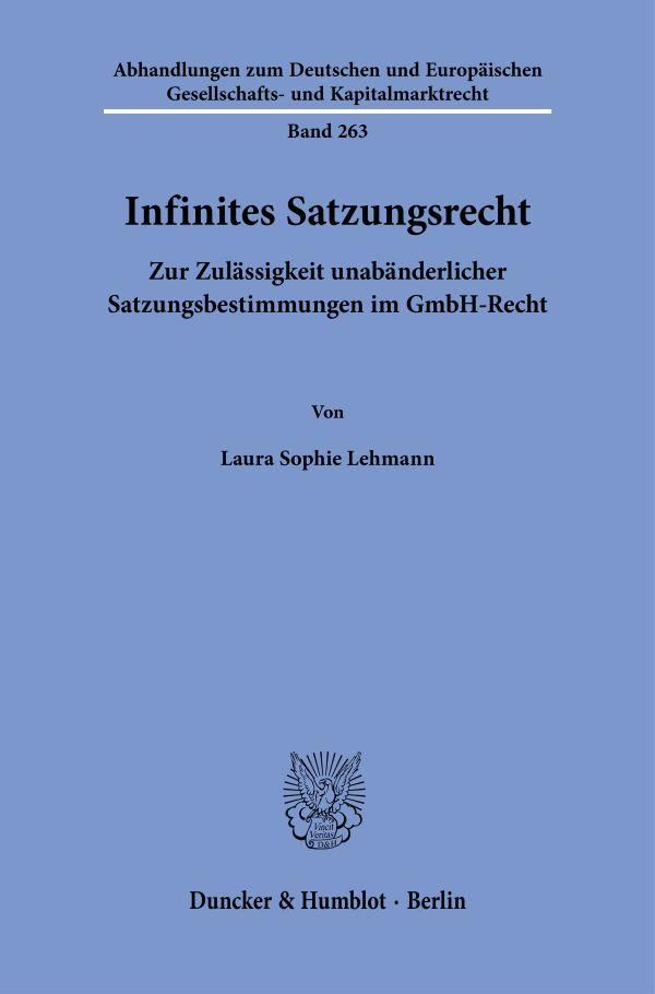 Infinites Satzungsrecht - Laura Sophie Lehmann (Buch)