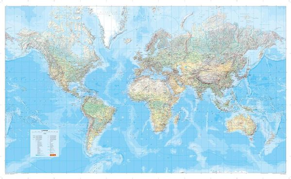 MARCO POLO Die Große Weltkarte (physisch) 1:30 000 000, plano in H...