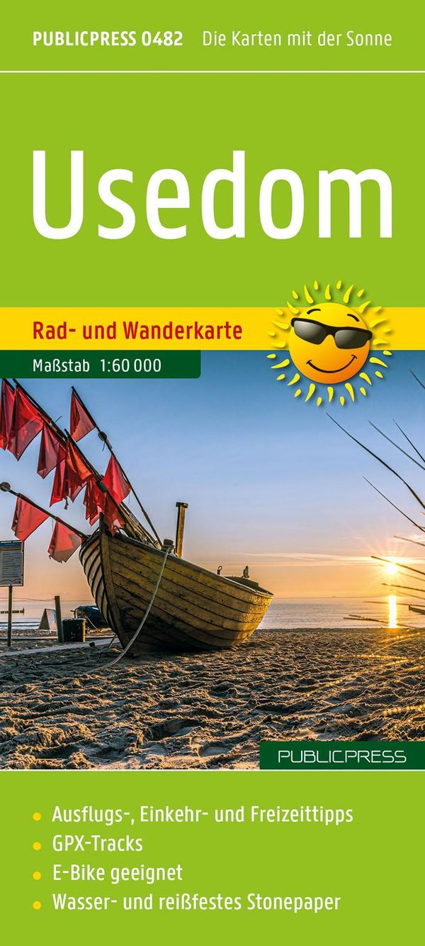 Usedom, Rad- und Wanderkarte 1:60.000, Publicpress