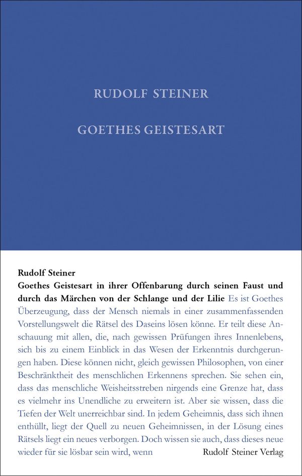 Goethes Geistesart - Rudolf Steiner (Buch)