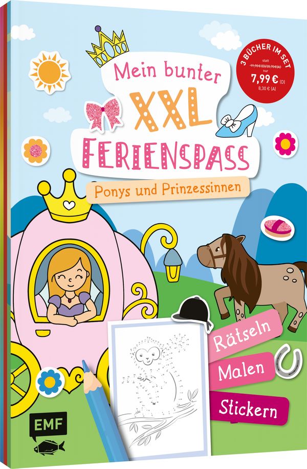 Mein bunter XXL-Ferienspaß: Ponys und Prinzessinnen - 3 Kreativbüch...