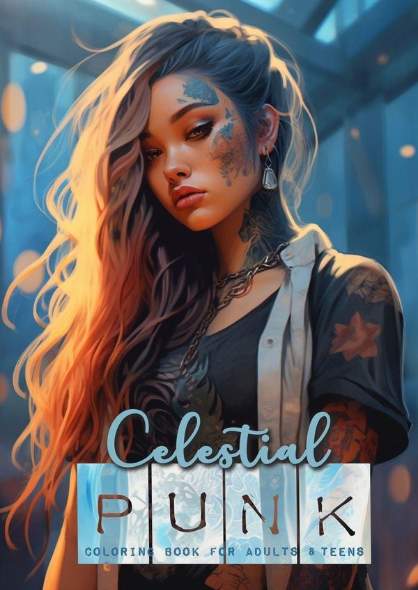 Celestial Punk coloring book for adults and teens - Monsoon Publishing