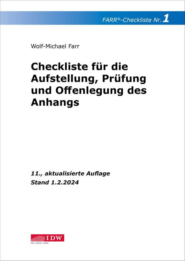 FARR Checkliste 1 für die Aufstellung, Prüfung und Offenlegung des ...