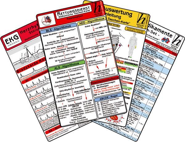 Rettungsdienst Karten-Set - EKG, Herzrhythmusstörungen, Notfallmedi...