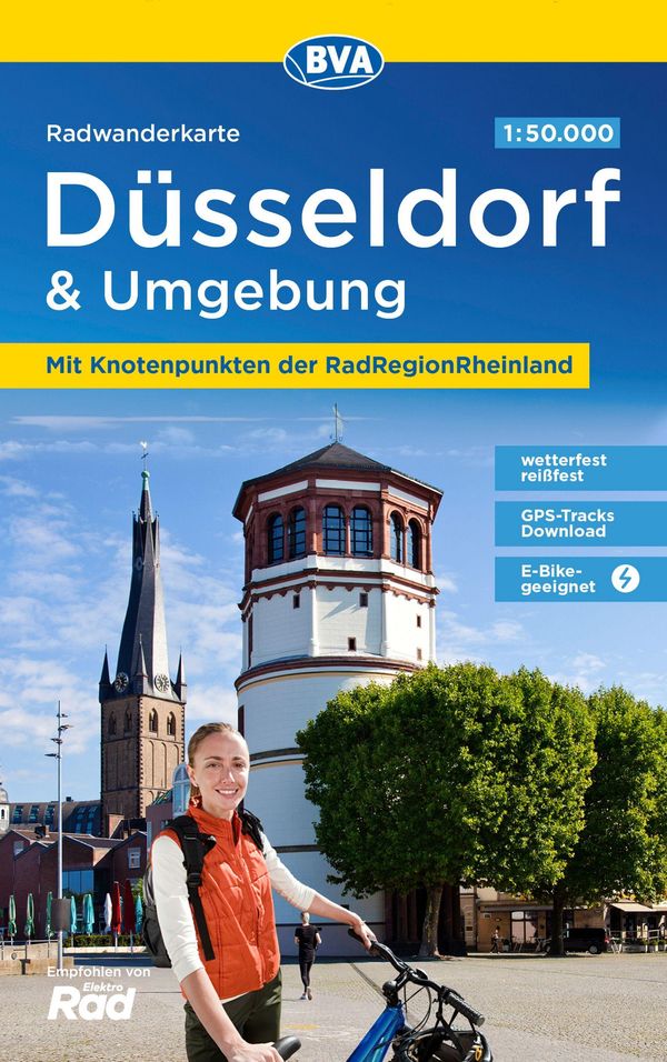 Radwanderkarte BVA Düsseldorf & Umgebung, mit Knotenpunkten der RadRegionRheinland, 1:50.000, reiß- und wetterfest, GPS-Tracks Download, E-Bike