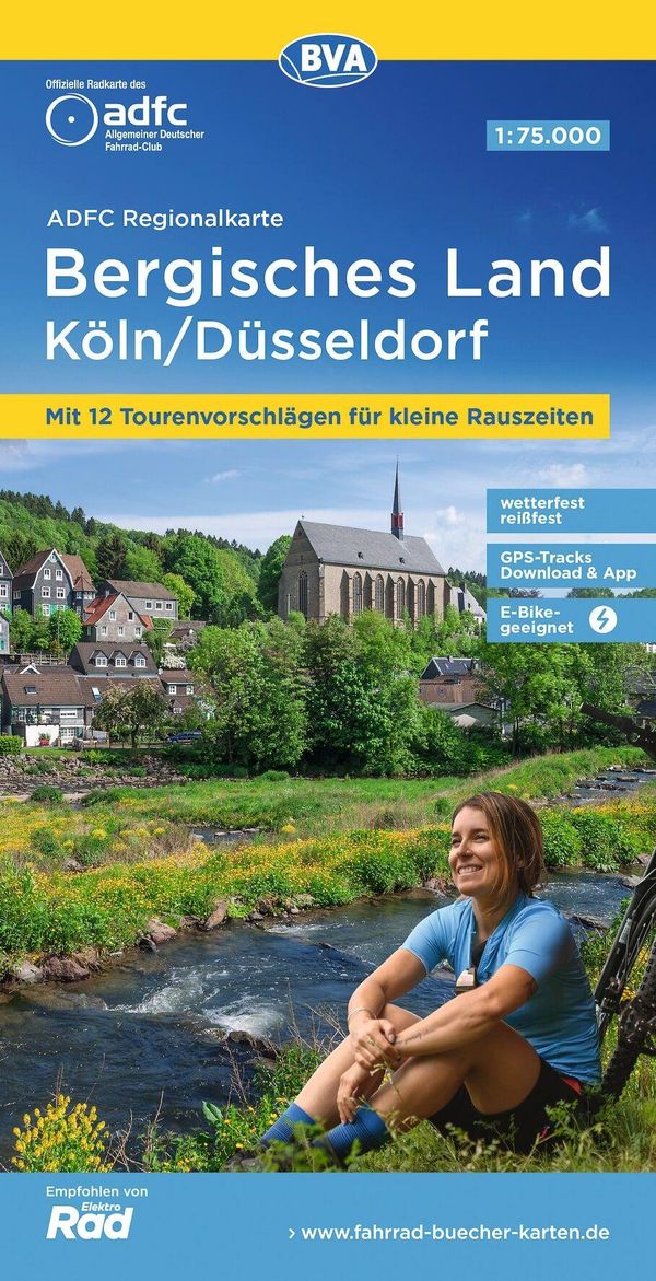 ADFC-Regionalkarte Bergisches Land Köln/Düsseldorf 1:75.000, reiß- und wetterfest, GPS-Tracks Download