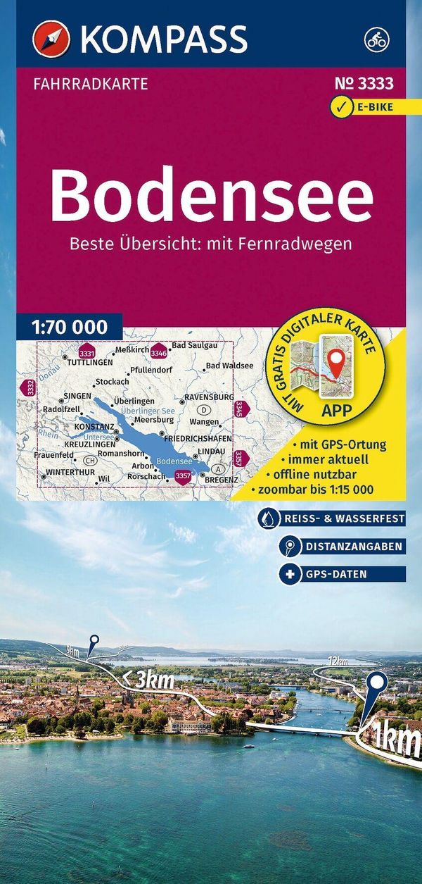 KOMPASS Fahrradkarte 3333 Bodensee 1:70.000