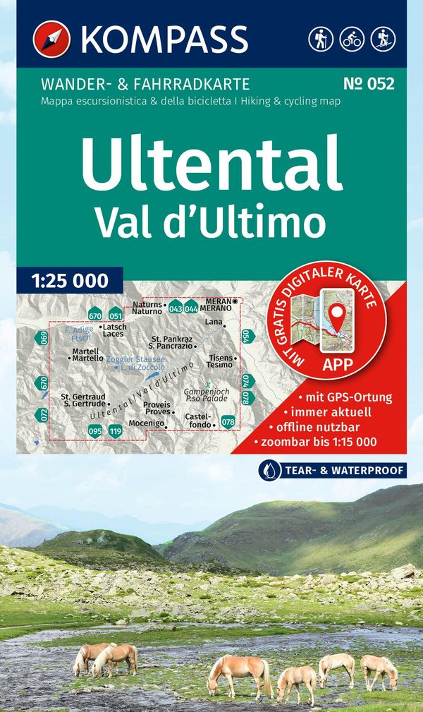 KOMPASS Wanderkarte 052 Ultental / Val dUltimo 1:25.000