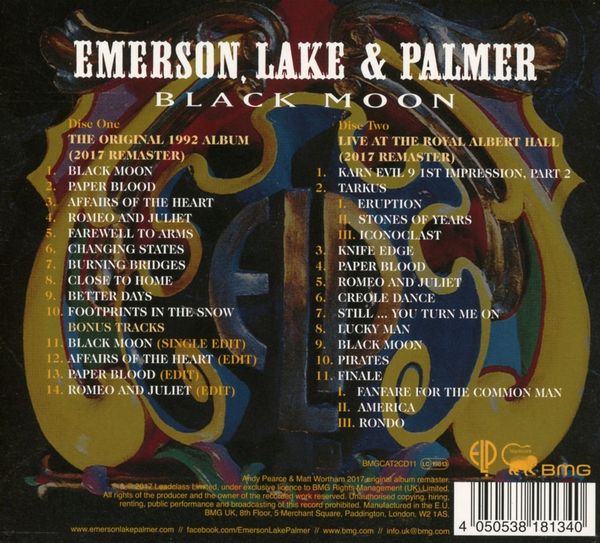 Emerson Lake Palmer Black Moon remastered Deluxe Edition 2 CDs 