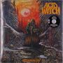 "ACID WITCH", "ROT AMONG US". Eine düstere Illustration mit einem Zauberer im Wald, umgeben von Skeletten und rotem Himmel.
