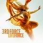 "3rd Force Lifeforce" steht links, eine Frau tanzt in einem leuchtend orangefarbenen Kleid in der Luft.