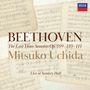 "BEETHOVEN. The Last Three Sonatas Op.109 - 110 - 111. Mitsuko Uchida. Live at Suntory Hall." Notenblätter und Decca-Logo.