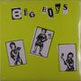 Text "Big Boys" in ausgeschnittenen Buchstaben. Drei schwarz-weiße Illustrationen von Leuten mit Gitarren, auf gelbem Hintergrund.