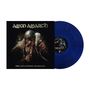 "Amon Amarth, The Allfather Awakens." Wikinger mit Helm und Trinkhorn, dazu eine blaue Schallplatte.