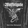 "Wolfbrigade" in gotischer Schrift oben, "Howl From Underground" unten. Illustration eines Dämons auf einem geflügelten Drachen.