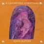 "A Cambridge Christmas", "John Rutter". Illustration einer Mutter mit Kind in lila Farbtönen auf orangefarbenem Hintergrund.