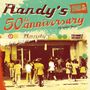 "Randy's 50th anniversary Chapter Two", "Reggae Anthology", "You name it we have it". Illustration: Leute vor einem Geschäft.