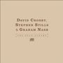 Text: David Crosby, Stephen Stills & Graham Nash. The Solo Albums. Beigefarbener Hintergrund, zentrierter brauner Text.
