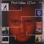 "Phil Collins 12" ers" oben, zentrale Aufnahme von Phil Collins’ Gesicht, umgeben von kleineren Bildern und Texten.