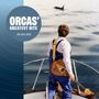 Text: "Orcas' Greatest Hits" und "Jim Nollman". Person auf Boot mit Gitarre, im Hintergrund ein Orca im Wasser.