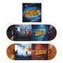 "Stadium Arcadium" in gelben Buchstaben. Es ist ein Album von Red Hot Chili Peppers mit zwei Schallplatten in kosmischem Design.