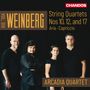 "CHANDOS", "WEINBERG", "String Quartets Nos 10, 12, and 17", "Aria · Capriccio", "ARCADIA QUARTET". Vier Personen in schwarzer Kleidung vor dunklem Hintergrund.