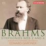 "CHANDOS Super Audio CD. BRAHMS Symphonies Nos 2 and 4. Bergen Philharmonic Orchestra. Edward Gardner."  
Ein Porträt eines ernsten Mannes im Anzug.