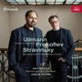 Texte: "Ullmann Prokofiev Stravinsky", "Piano Concertos", "Symphonies of Wind Instruments", "Jan Bartoš", "Bamberger Symphoniker", "Jakub Hrůša", "BR Klassik". Zwei Männer in dunklen Anzügen stehen.